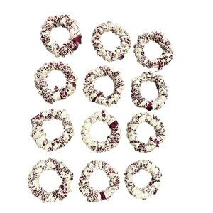 Vintage Lace Shower Curtain Rings Set of 12 Burgundy White Used Unique